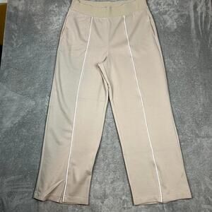 Spanx AirEssentials Pique Straight Leg Tracks Pants Womens XL Front Slit Ashwood